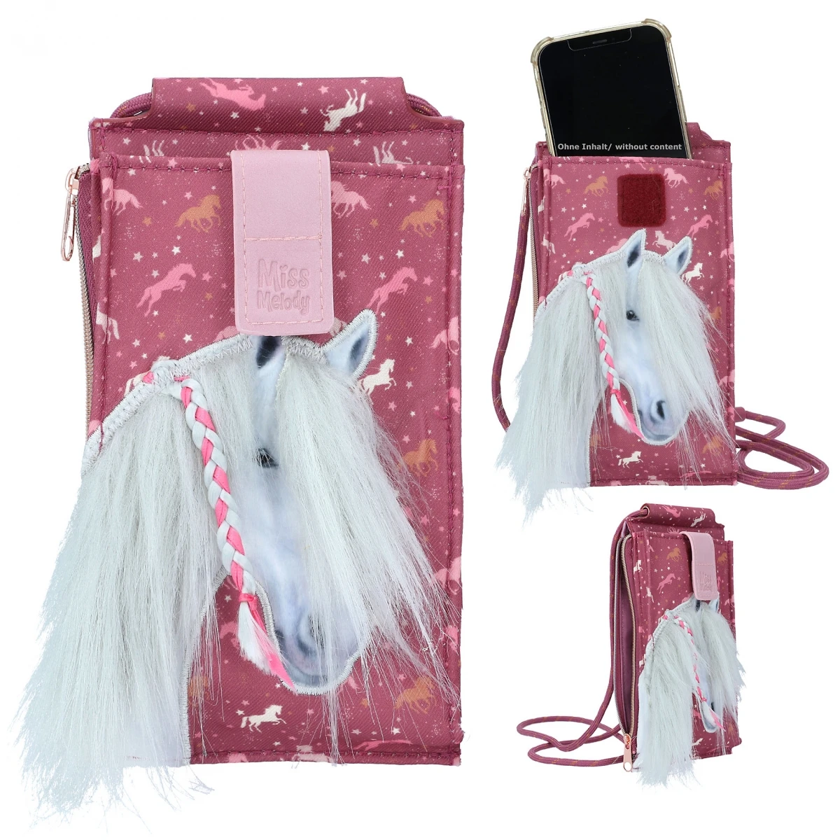 Depesche 11987 Pferd Miss Melody Handytasche WILD HORSES Allover Mit Plüschmähne 1 Depesche 11987 Pferd Miss Melody Handytasche WILD HORSES Allover Mit Plüschmähne