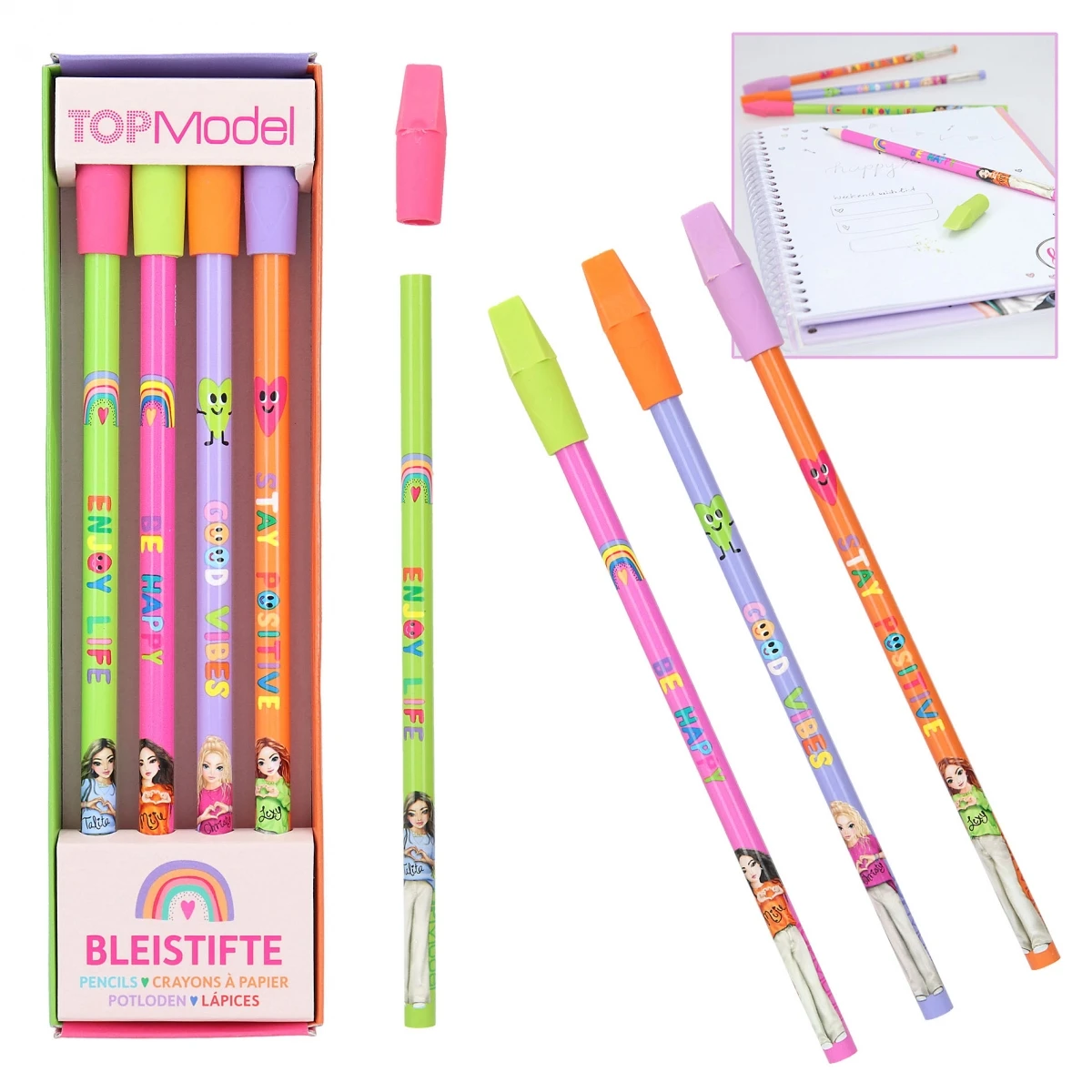Depesche 12088 TOPModel Bleistift-Set Mit Radier-Topper SELFLOVE Good Vibes 1 Depesche 12088 TOPModel Bleistift-Set Mit Radier-Topper SELFLOVE Good Vibes