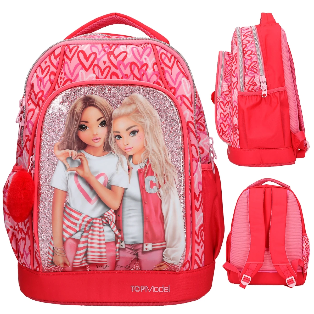 Depesche 12238 TOPModel Schulrucksack ONE LOVE Rot-rosa Herzen Und Glitzer 1 Depesche 12238 TOPModel Schulrucksack ONE LOVE Rot-rosa Herzen Und Glitzer