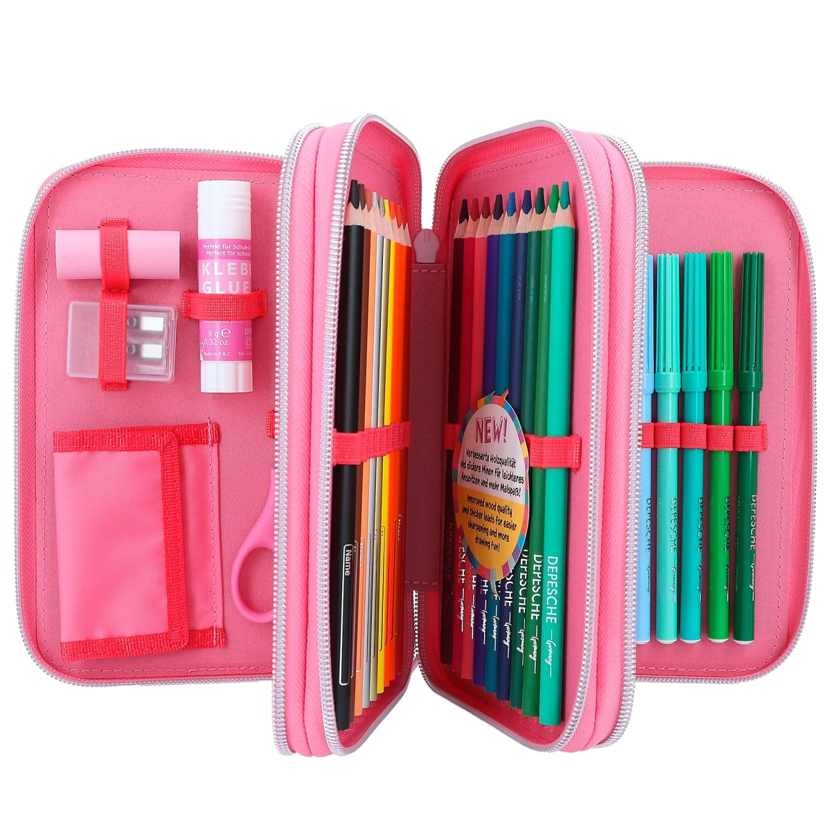 Depesche 12258 TOPModel 3-Fach Federtasche Mit PU Herz ONE LOVE Rot-rosa Herzen 8 Depesche 12258 TOPModel 3-Fach Federtasche Mit PU Herz ONE LOVE Rot-rosa Herzen – Bild 8