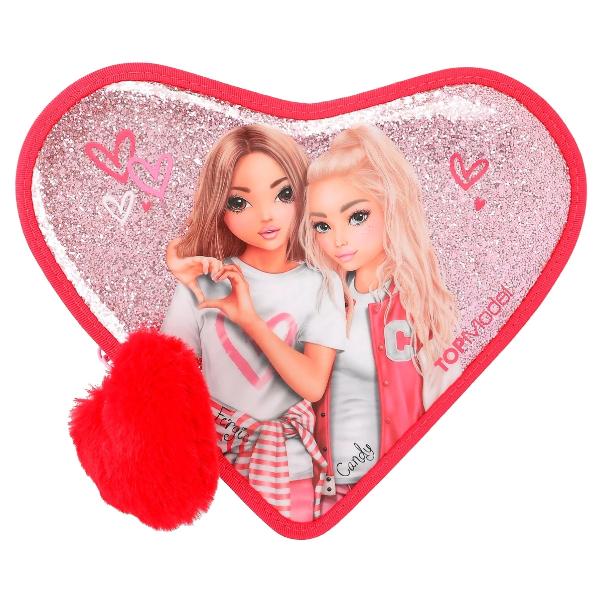 Depesche 12260 TOPModel Herz-Federtasche ONE LOVE Rot-rosa Herzen Und Glitzer 2 Depesche 12260 TOPModel Herz-Federtasche ONE LOVE Rot-rosa Herzen Und Glitzer – Bild 2
