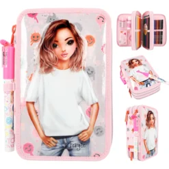 Depesche 12262 TOPModel 3-Fach Federtasche Mit Stift HAPPY TOGETHER Smiley