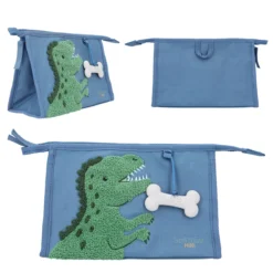 Depesche 12309 Dino World Waschtasche Blau DINO Mini Kulturbeutel Mäppchen