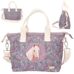 Depesche 12313 Pferd Miss Melody Mini Shopper Tasche FLOWERFIELD Blumen Lila