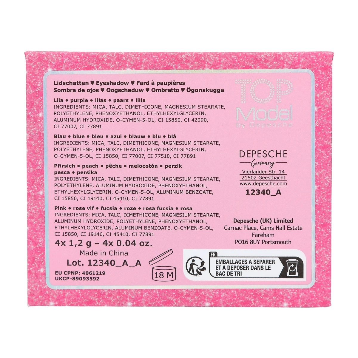 Depesche 12340 A_A TOPModel Lidschatten BEAUTY And ME Palette Rosa - Candy 2 Depesche 12340 A_A TOPModel Lidschatten BEAUTY And ME Palette Rosa - Candy – Bild 2