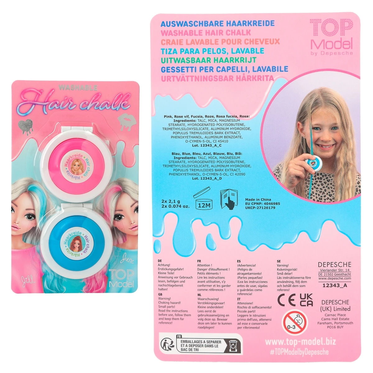 Depesche 12343 TOPModel Haarkreide Set BEAUTY And ME 2er Set - Pink & Blau 2 Depesche 12343 TOPModel Haarkreide Set BEAUTY And ME 2er Set - Pink & Blau – Bild 2