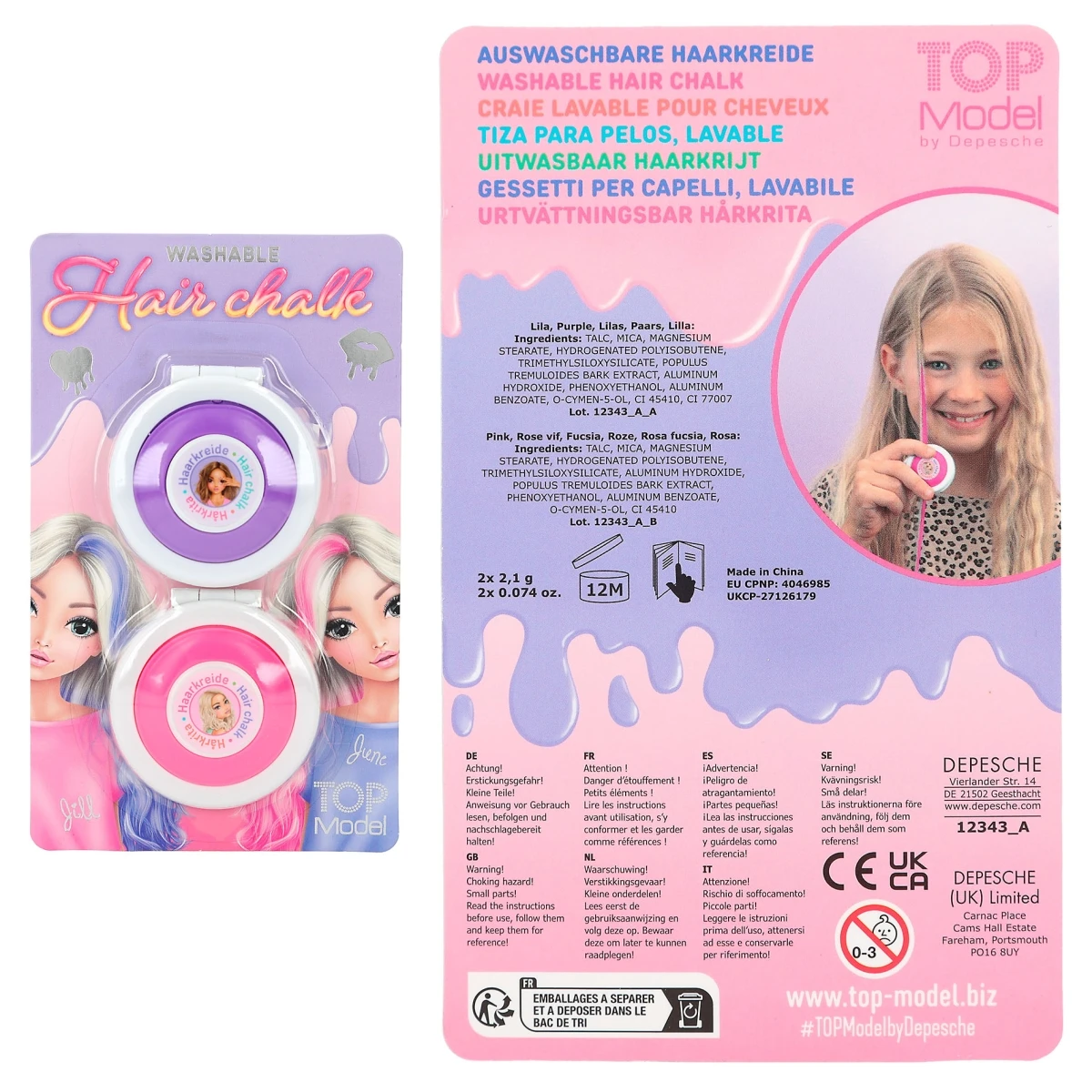 Depesche 12343 TOPModel Haarkreide Set BEAUTY And ME 2er Set - Lila & Pink 2 Depesche 12343 TOPModel Haarkreide Set BEAUTY And ME 2er Set - Lila & Pink – Bild 2