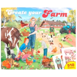 Depesche 12503 Create Your Farm - Malbuch Mit Stickern Farmtiere Bauernhof