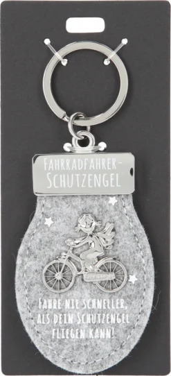 Depesche 11348 Schutzengel Schlüsselanhänger Aus Filz 011 Fahrradfahrer Hellgrau