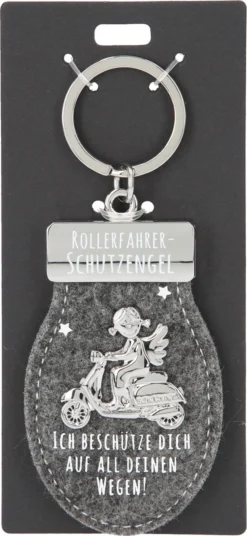 Depesche 11348 Schutzengel Schlüsselanhänger Aus Filz 015 Rollerfahrer Grau