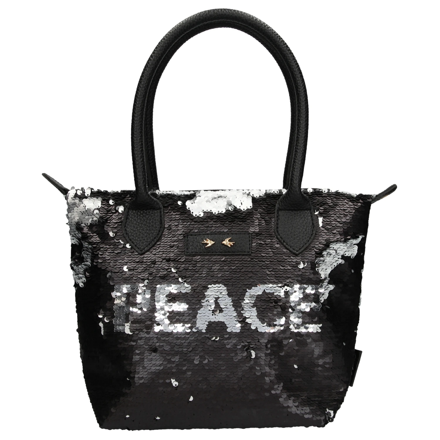 Depesche 10611 Trend LOVE Handtasche Streichpailletten Love & Peace Schwarz 2 Depesche 10611 Trend LOVE Handtasche Streichpailletten Love & Peace Schwarz – Bild 2