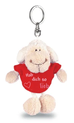 Nici 31559 Schlüsselanhänger Schaf Weiß T-Shirt Rot "Hab Dich So Lieb" Ca 10cm