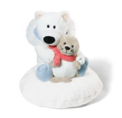 Nici 34725 Eisbär & Robbe Auf Kissen (15cm/10cm) Plüsch Kuscheltier White World