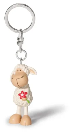 Nici 36939 Keyfriends Schlüsselanhänger Schaf Jolly White Weiß Mit Blume PVC 5cm