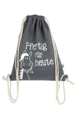 Gilde 41594 Textil Leuchtbeutel "Pfertig Für Heute!" Pferd Reiten Schulterbeutel