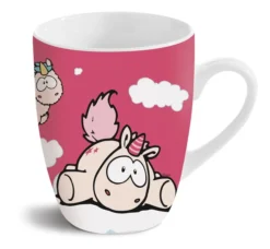 Nici 41612 Tasse Einhorn Theodor & Rainbow Flair, Carbon Flash 8x10cm Porzellan