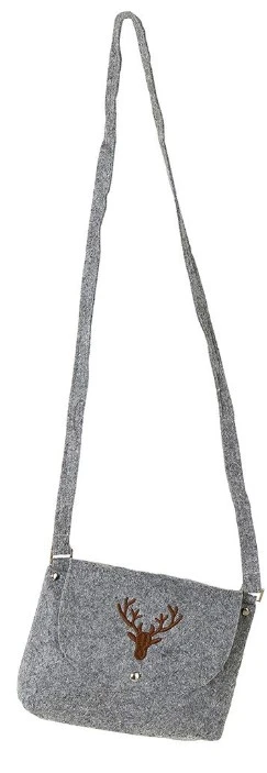 Gilde 41721 Filz Tasche Hirsch Umhängetasche Tragetasche Hellgrau