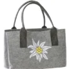 Gilde 42436 Filz Tasche Edelweiss Tragetasche Einkaufstasche Hellgrau