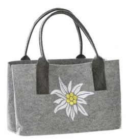 Gilde 42436 Filz Tasche Edelweiss Tragetasche Einkaufstasche Hellgrau