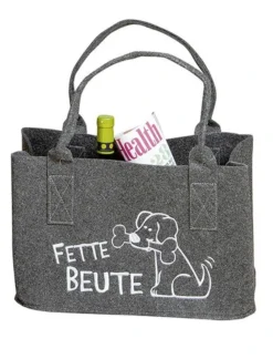 Gilde 42666 Filz Tasche Fette Beute Tragetasche Einkaufstasche Grau