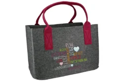 Gilde 43061 Filz Tasche "Schlagworte Ruhe" Tragetasche Einkaufstasche Grau