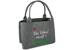 Gilde 43129 Filz Tasche "Da Woid Ruaft" Tragetasche Einkaufstasche Grau