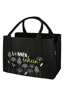 Gilde 43138 Filz Tasche "Sonnenschein" Tragetasche Einkaufstasche Dunkelgrau
