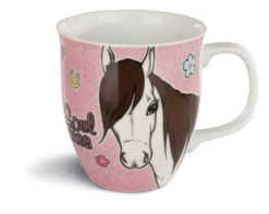 Nici 43238 Tasse Weißes Pferd Mustang Ayeta Rosa Kaffeetasse Teetasse 9,5x10cm