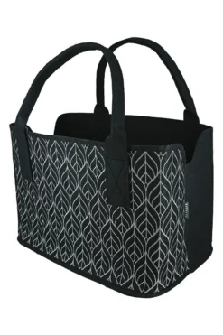 Gilde 44021 Filz Tasche "Graphic Blätter" Tragetasche Einkaufstasche Dunkelgrau