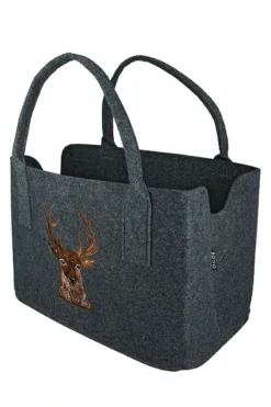 Gilde 44073 Filz Tasche "Hirsch" Tragetasche Einkaufstasche Dunkelgrau