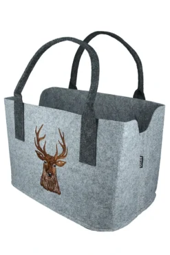 Gilde 44073 Filz Tasche "Hirsch" Tragetasche Einkaufstasche Hellgrau