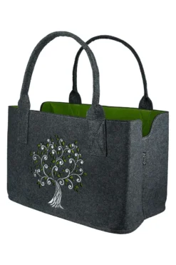 Gilde 44093 Filz Tasche "Baum" Tragetasche Einkaufstasche Dunkelgrau