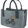 Gilde 44094 Filz Tasche "Blumenfahrrad" Tragetasche Einkaufstasche Hellgrau