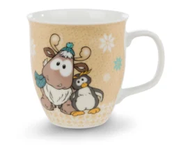 Nici 44149 Tasse Rentier Reny Heart Kaffeetasse Gold 9,5x10cm Winter Glamour