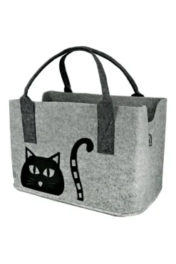 Gilde 44505 Filz Tasche "Kitty Katze" Tragetasche Einkaufstasche Hellgrau