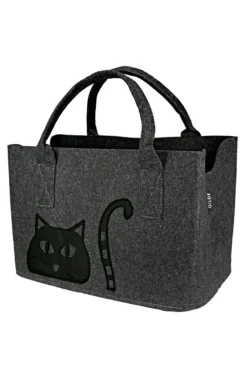 Gilde 44505 Filz Tasche "Kitty Katze" Tragetasche Einkaufstasche Dunkelgrau