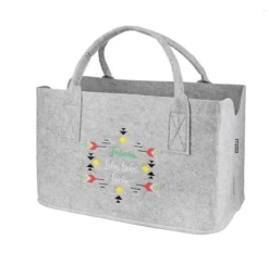Gilde 44760 Filz Tasche "Träume Lebe Liebe Lache" Tragetasche Hellgrau