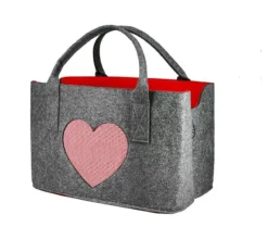 Gilde 44794 Filz Tasche "Love Herz" Tragetasche Einkaufstasche Dunkelgrau