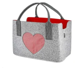 Gilde 44794 Filz Tasche "Love Herz" Tragetasche Einkaufstasche Hellgrau