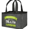 Gilde 44887 Filz Flaschen-Tasche "Happy Camper" 6er Tragerl Dunkelgrau