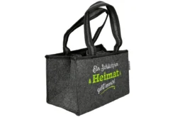 Gilde 44888 Filz Flaschen-Tasche "Ein Schlückchen Heimat" 6er Tragerl Dunkelgrau -Nicii Plusch Geschaft 44888 2 1