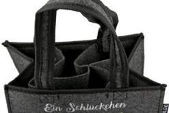 Gilde 44888 Filz Flaschen-Tasche "Ein Schlückchen Heimat" 6er Tragerl Dunkelgrau -Nicii Plusch Geschaft 44888 4 1