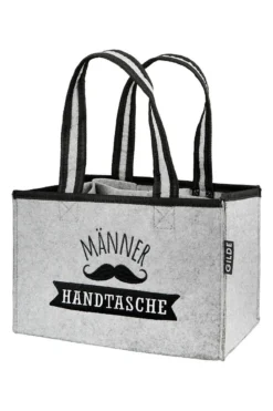 Gilde 44952 Filz Flaschen-Tasche "Männer Handtasche" 6er Tragerl Hellgrau