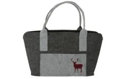 Gilde 45298 Filz Tasche "Hirsch" Mit Seitenfach Einkaufstasche Dunkelgrau