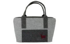 Gilde 45298 Filz Tasche "Hirsch" Mit Seitenfach Einkaufstasche Hellgrau