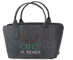 Gilde 45539 Filz Tasche Chef Im Revier Tragetasche Einkaufstasche Dunkelgrau
