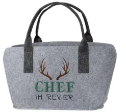 Gilde 45539 Filz Tasche Chef Im Revier Tragetasche Einkaufstasche Hellgrau