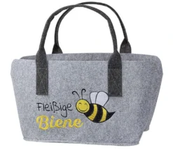 Gilde 45541 Filz Tasche "Fleißige Biene" Tragetasche Einkaufstasche - Grau