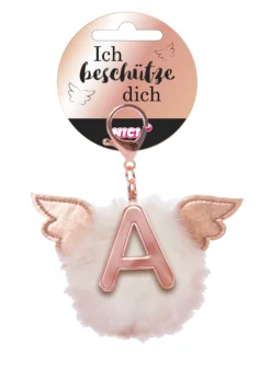 Nici 46970 Taschenanhänger Schutzbommel Mit Flügeln + Pompon Metallbuchstabe A