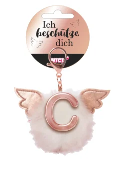 Nici 46972 Taschenanhänger Schutzbommel Mit Flügeln + Pompon Metallbuchstabe C